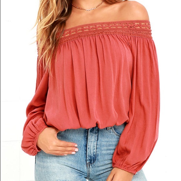 Lulus Tops - LULUs FESTIVAL DAY LACE OFF-THE-SHOULDER CROP TOP